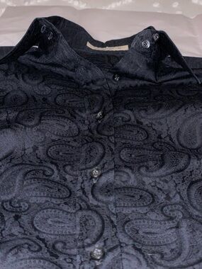Men's Black Paisley Button-Up Shirt
